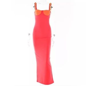 Maxi body con dress with zipper back